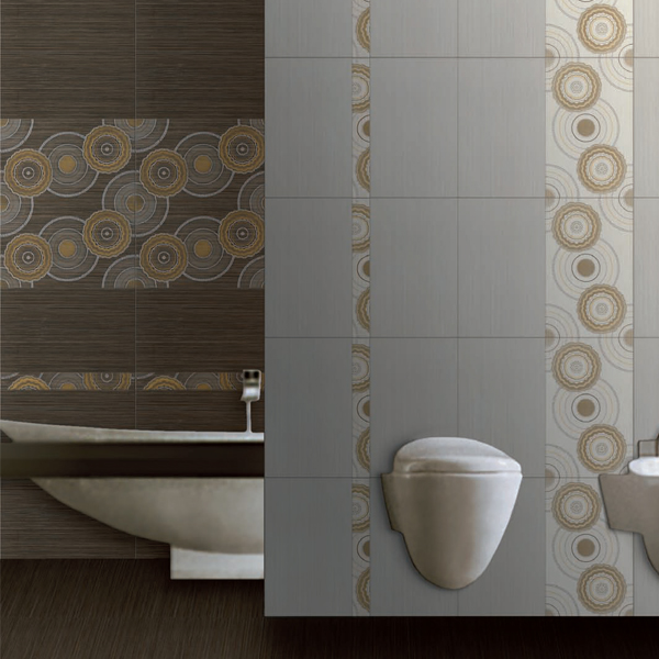 Модерни  плочки за баня в бял/кафяв цвят / KEROS